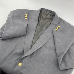 David Taylor Mens 48R Gray Wool Blend Sport Coat Blazer Gold Buttons